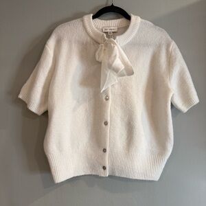 Elegant White Blouse with Bow Detail